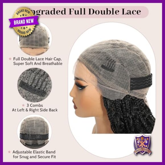 Glueless HD Lace Human Hair Blended Braid Wig Bohemian Curly Ends 16 Inch main image 4
